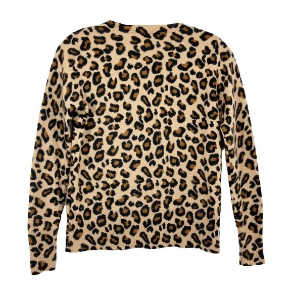 Cynthia Rowley 100% 2-Ply Cashmere Leopard Print Sweater Crewneck Size Small - Picture 2 of 5